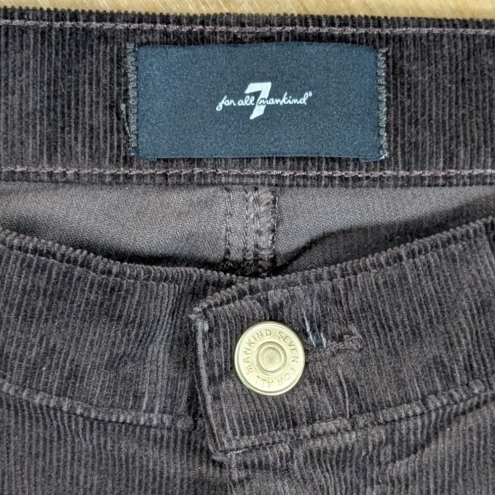 7 For All Mankind Dojo Tailorless Chocolate Brown Flare Corduroy Pants 30 NWT - Picture 2 of 12